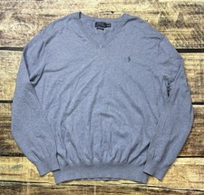 Polo Ralph Lauren Sweater Mens XL Pima Cotton V-Neck Pullover Blue