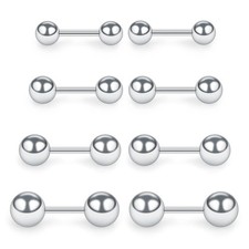 SCERRING 4 Pairs 20G 1/4" Stainless Steel Polished Ball 6mm, 3Pairs - Silver