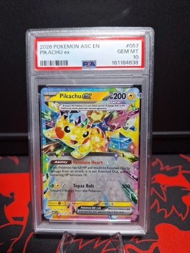 Pokémon TCG Pikachu ex #57 PSA 10 Ascended Heroes