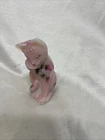 Fenton Glass Cat. Grooming Cat. Pink Custard Glass Handpainted By Kutshaw