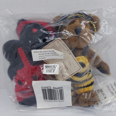 Lot Of 2 New Boyds Bears Ladybug & Bee Head Bean Collection B & Lady BUGSLY NIP 