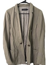 Calvin Klein Italy Capsule Wool Linen Silk Blazer Size 12, Light Sage