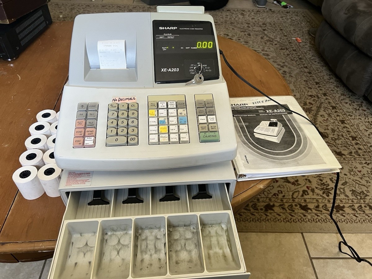 Sharp XE-A203 Digital Cash Register W/ Keys, Manual And Receipt