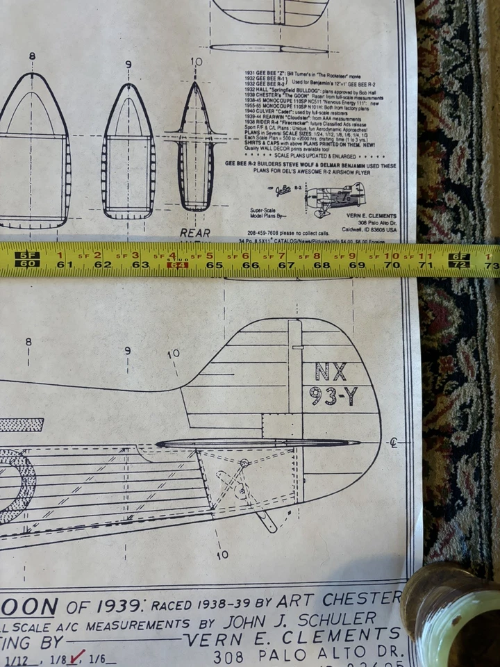 VTG 1988 The GOON 1933 R/C Model Airplane Plans X2 Blueprints Art Chester Scarce - Image 3 of 4