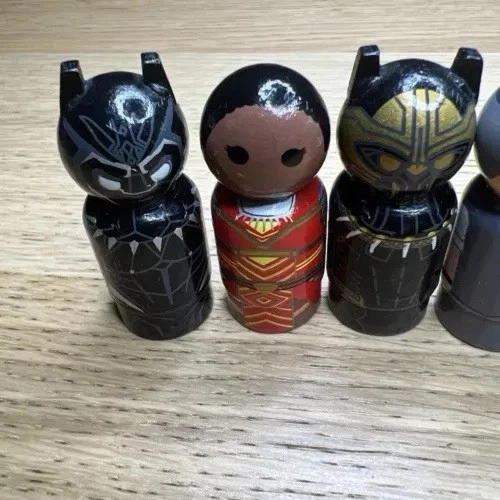 Lote de 5 Pin Mate Marvel Comics Figura de Madera Coleccionable Pantera Negra Juguete Raro Foto 4 de 4