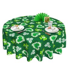 St Patricks Day Tablecloth Round 60 Inch Shamrock Green Table Cloth for Home ...