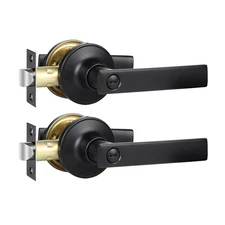 Privacy Door Handles 2 Pack Matte Black Door Lever Bed and Bath Door Locksets...