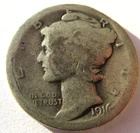 1916 P 90% Silver Mercury Dime