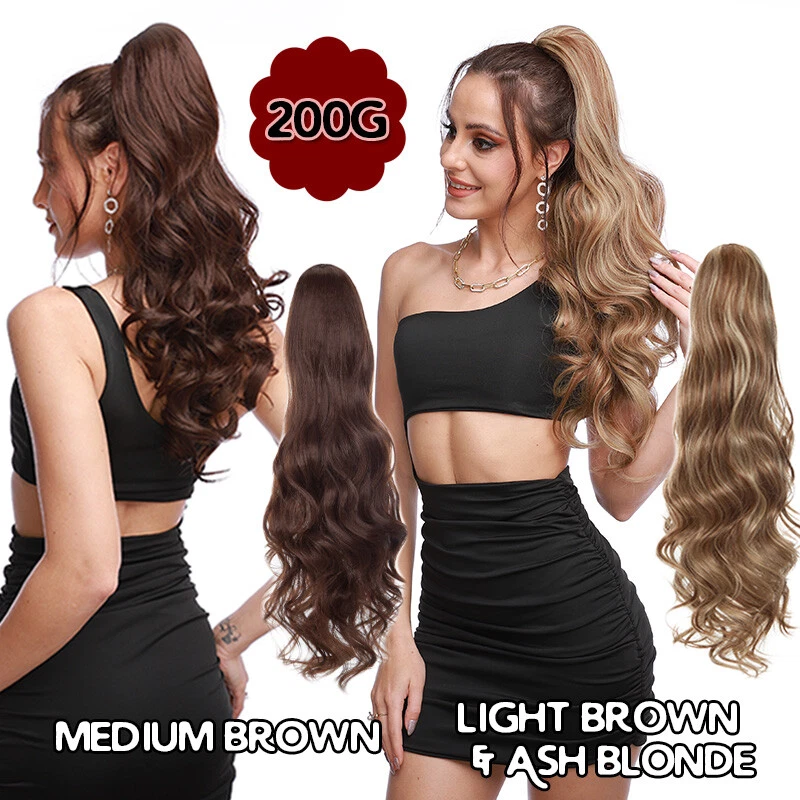 US Real As Human Thick Drawstring Ponytail Clip In Hair Extension Wavy Pony Tail - Image 4 of 4