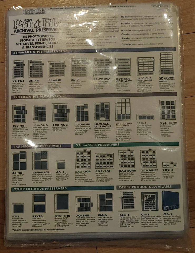 130 Print File Archival Pages 35-7HB 35mm Negative Preservers Sleeves Unused - Image 2 of 2