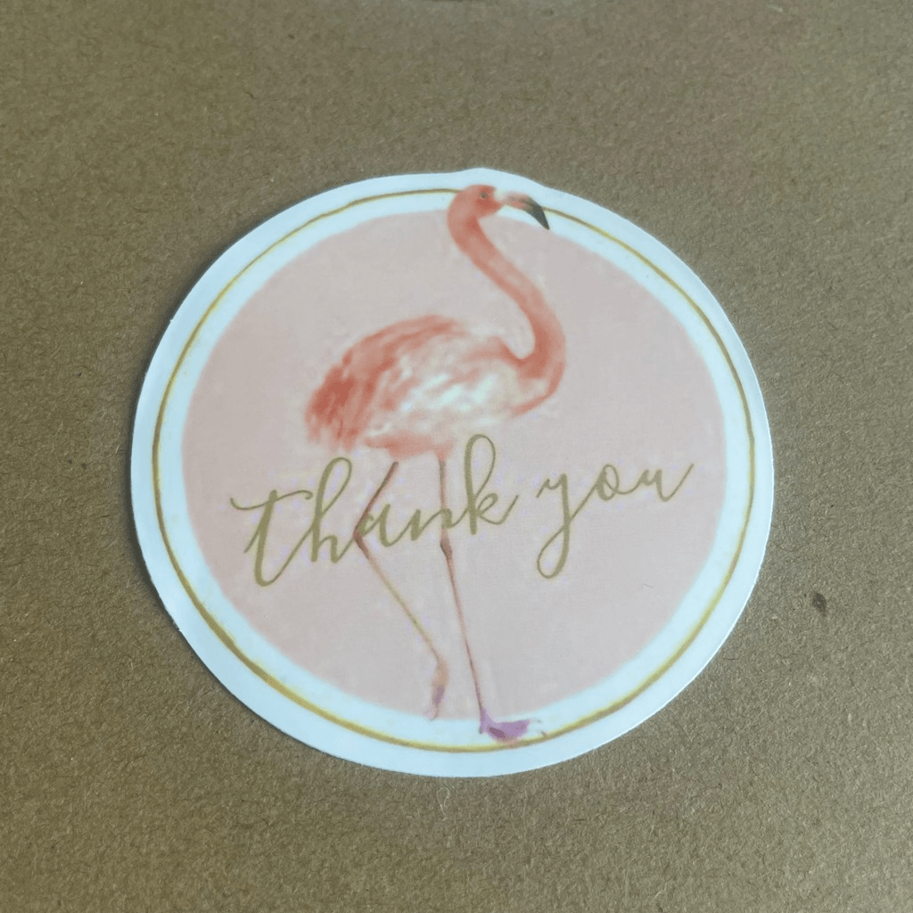 $3 BUNDLE ITEM Sticker Pink Flamingo Thank you