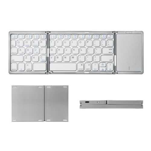 Foldable BT Keyboard Rechargeable Mini USB Wired Keyboard with Touchpad Mouse - Afbeelding 1 van 14