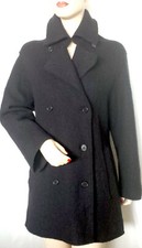 Iceberg Casual Double Breasted Black Felt Wool Peacoat Jacket Blazer 42 Euc