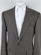 VINTAGE Bert Pulitzer Sport Coat Blazer Mens 42R Brown Houndstooth Suit Jacket