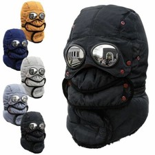 Winter Thermal Trapper Hat with Glasses Winter Cycling Windproof Ski Mask Cap