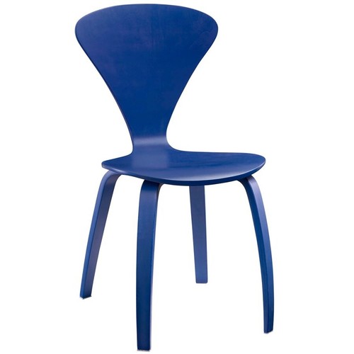 Mid-Century Norman Side Dining Side Chair Molded Plywood Dark Walnut or Blue - Picture 5 of 13