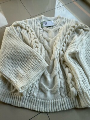 H&M PULLOVER OVERSIZE  ZOPF S ( 40) CREME LIMITED