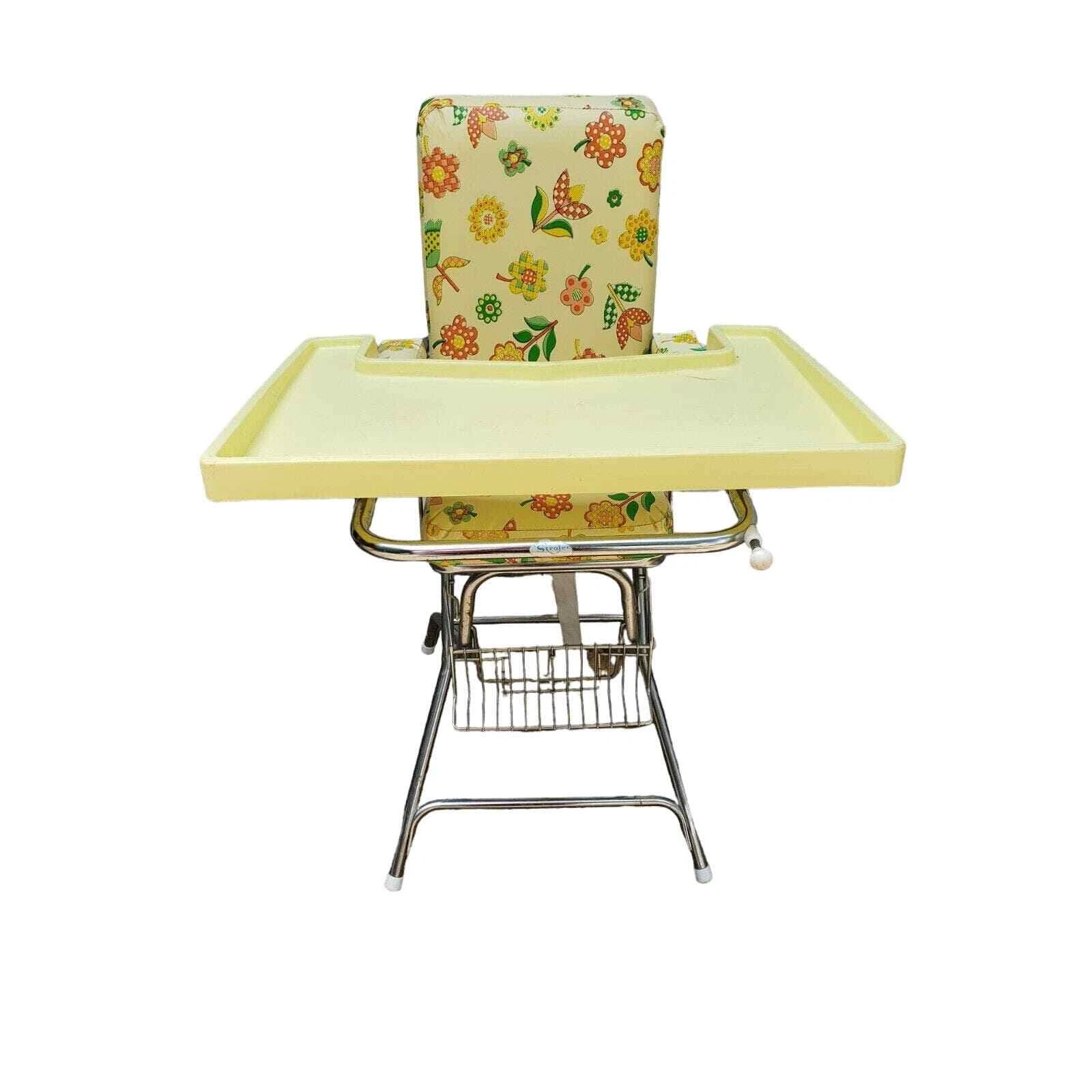 High chair strolee VINTAGE ANTIQUE RETRO BABY SEAT CHAIR HighCHAIR floral yellow
Opens in a new wind
