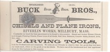 Cuchillo herramientas para carpintería 1879 BUCK BROS. RIVERLIN WORKS MILLBURY MASSACHUSETTS AD