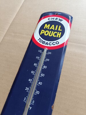 Vintage Glass Thermometer CHEW MAIL POUCH TOBACCO No porcelain