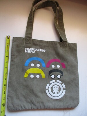 Element Y2K Skater Tote Bag Olive Canvas Cotton Carpool reuse recycle ECO Planet