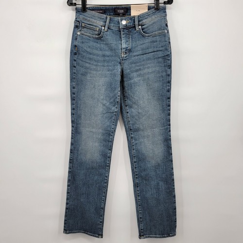 New NYDJ Women Blue Marilyn Straight Mid Rise Lift x Tuck Stretch Jeans Size 4