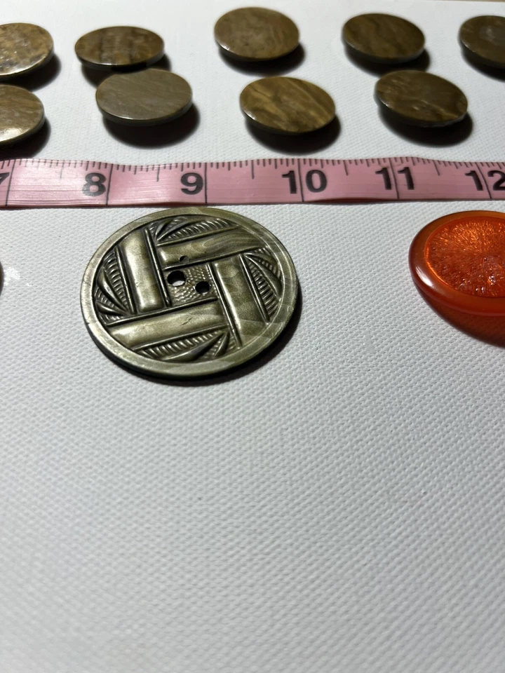 Vintage Bakelite Buttons Lot Art Deco Orange Amber Tortoise Shank 17 Pc - Image 2 of 4