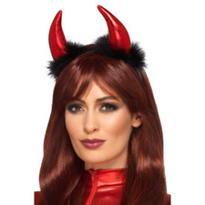 Metallic Devil Horn Headband Ladies Devils Halloween Fancy Dress Accessory