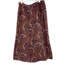 Herman Geist Vintage Wrap Skirt Midi Womens Size 11/12 2459 Paisley Lightweight