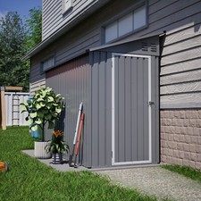 Metall Geräteschuppen 241,9x124x192,2cm Gerätehaus Gartenschuppen mit Fundament