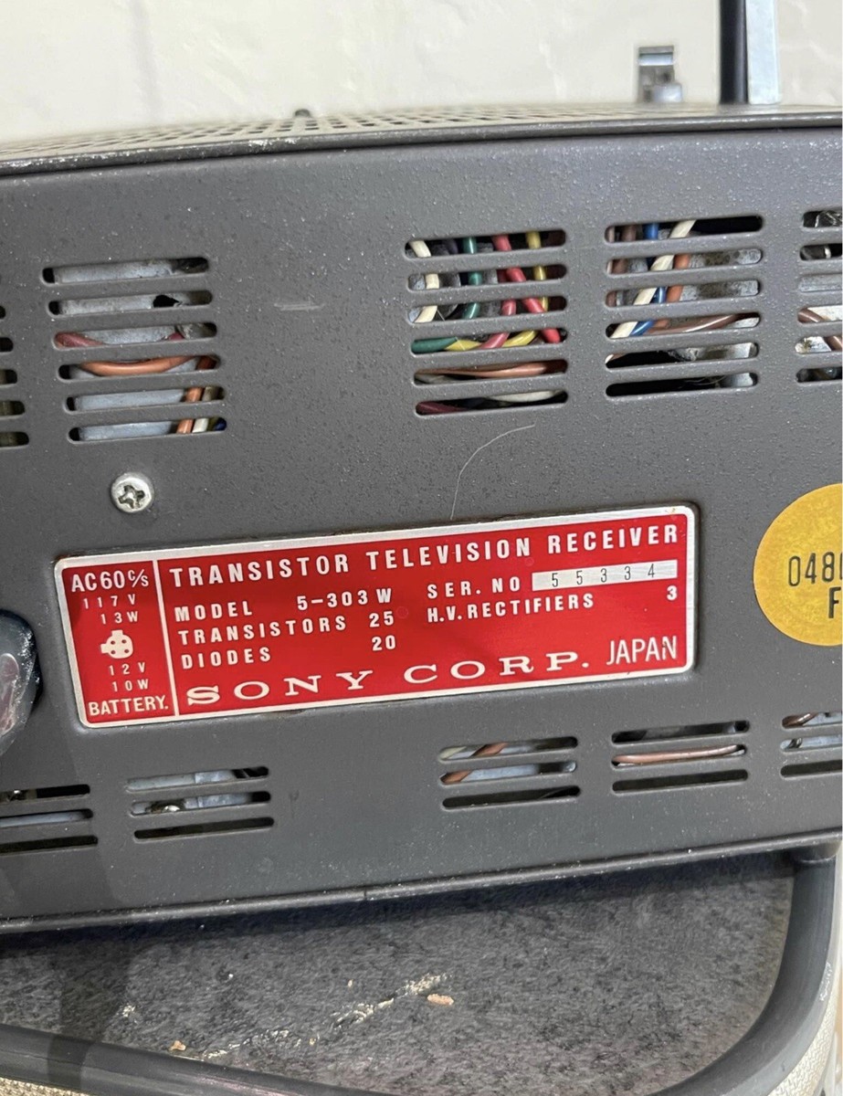 Vintage SONY 5-303W All Transistor Portable Analog Micro TV w