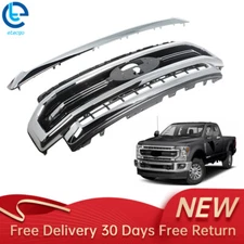 For 2020-2022 Ford F-250 F-350 Black W/Chrome Grill Front Upper Bumper Grille