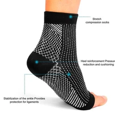 Compression Toeless Socks - 3 Pairs Ankle Support for Fasciitis&Foot Pain Relief