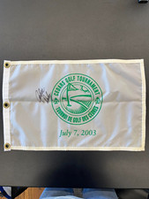 JOHN DALY SIGNED FLAG MONTREAL CEDARS GOLF TOURNAMENT 2003 C/W HOLDER *8704