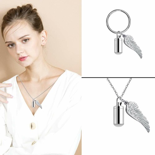 Stainless Locket Pendant Necklace Ash Urn Hair Capsule Cremation Keepsake Sliver - Picture 4 of 7