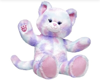 NWT BULD A BEAR Pink Purple Blue Pastel Swirl Kitty Cat Stuffed Plush Clothing.