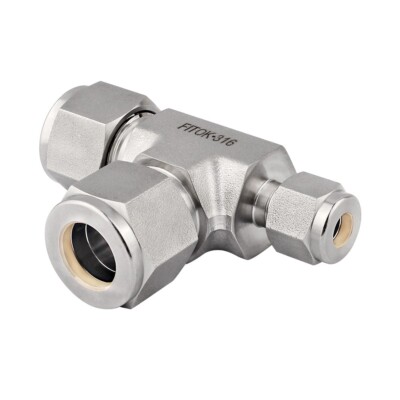 FITOK 316 SS 1 in x 1/2 in x 1 in Tube OD Compression Fitting Reducing Union Tee
