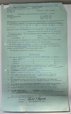 THE FANTASTICS GROUP  APPEARANCE GIG 22/11/1974 69 SIGNED CONTRACT DON HAYWOOD