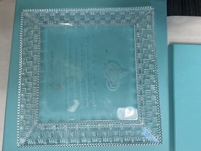 Tiffany & Co. Crystal Woven Square Basket Weave Plate Platter 8