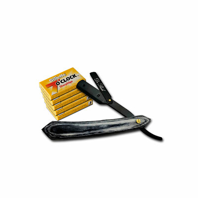 Holz Rasiermesser + 50 halb Gillette Rasierklingen Rasierer Rasur Razor Barbier
