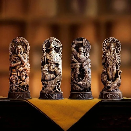 Nordic Gods Odin Statue Decoration Viking God Freya Sol Figurine Pantheon Altar - Picture 15 of 28