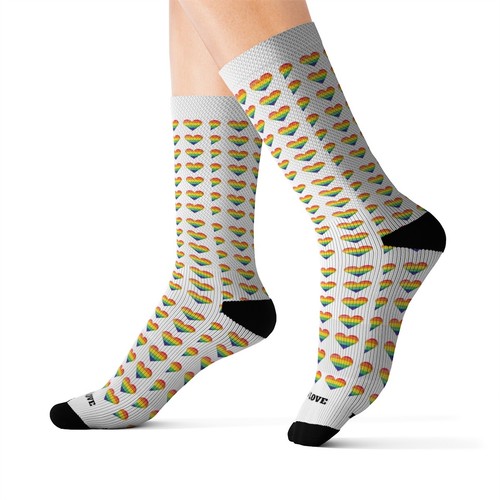 "Love Is Love" Colorful Eye-catching Socks To Complement An Office Look - White - Picture 10 of 13