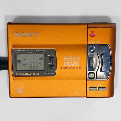 Sony MZ-R50 MiniDisc Recorder Orange - Tested Working w/ Issues