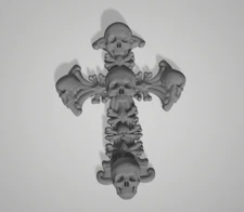 3d Model Stl File for CNC Router Skull Cross 3D Model