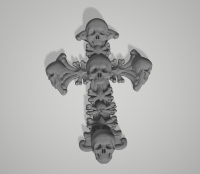 3d Model Stl File for CNC Router Skull Cross 3D Model