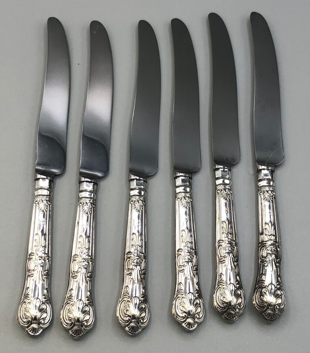 Vintage English Sterling Silver group of 6 Dessert/ Fruit Knives 6
