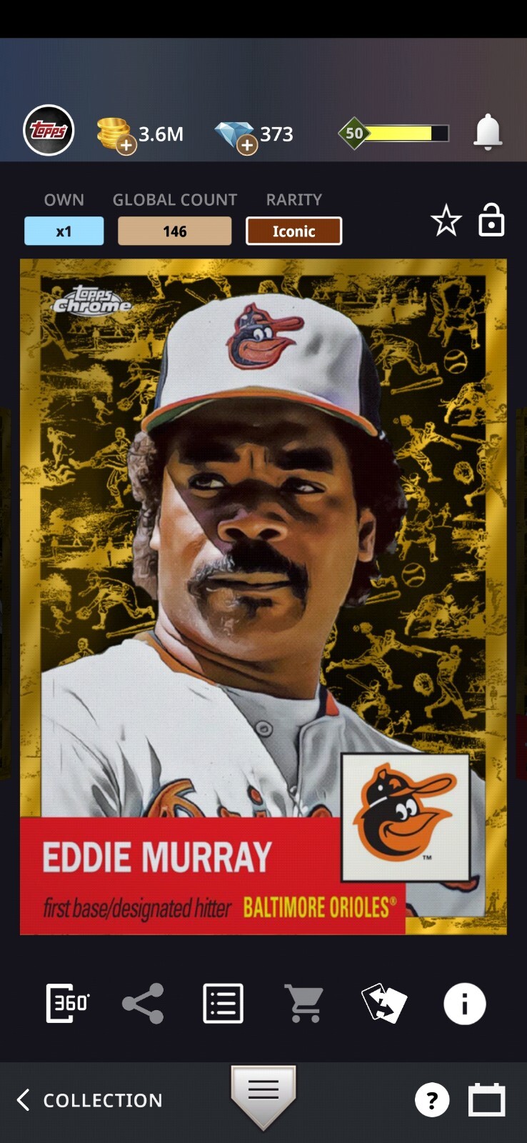 [DIGITAL CARD] Topps Bunt 23 Eddie Murray ICONIC 1 of 146 Chrome