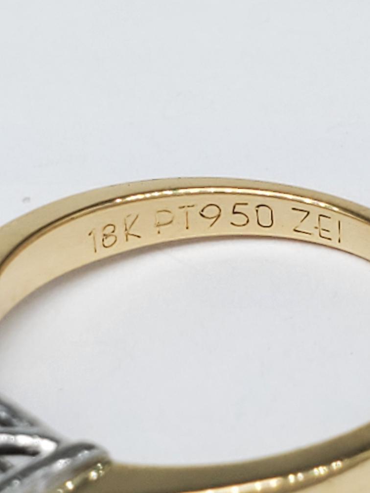 18K Solid Yellow Gold 950 Solid Platinum Diamond … - image 6