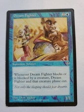 MTG Magic The Gathering Card Dream Fighter Summon Soldier Blue Mirage 1996