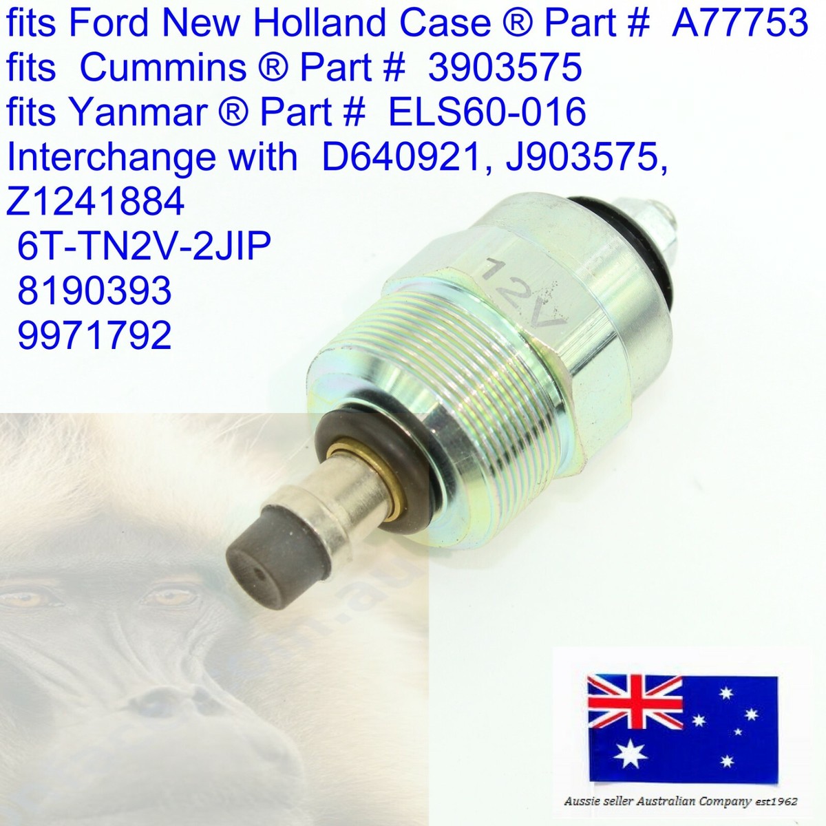 fits Case IH New Holland Fuel Shut Off Solenoid 9971792 JX95